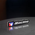 iRacing LED lightbox standing on a desk from an angled side view with white glow