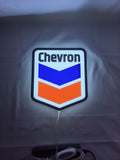 Chevron LED Sign (20cm) - Illuminated flat lay front view, unique wall art for desk and room decor