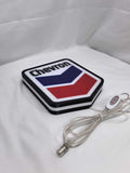 Unlit flat lay angled details of Chevron Illuminated Sign in 20cm, unique wall art for desk and room decor