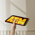 Unlit AEM Performance Electronics LED lightbox held by hand to show size and details