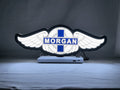 Illuminated front view standing of Morgan Motors Illuminated Sign in 30cm, unique wall art for desk and room decor