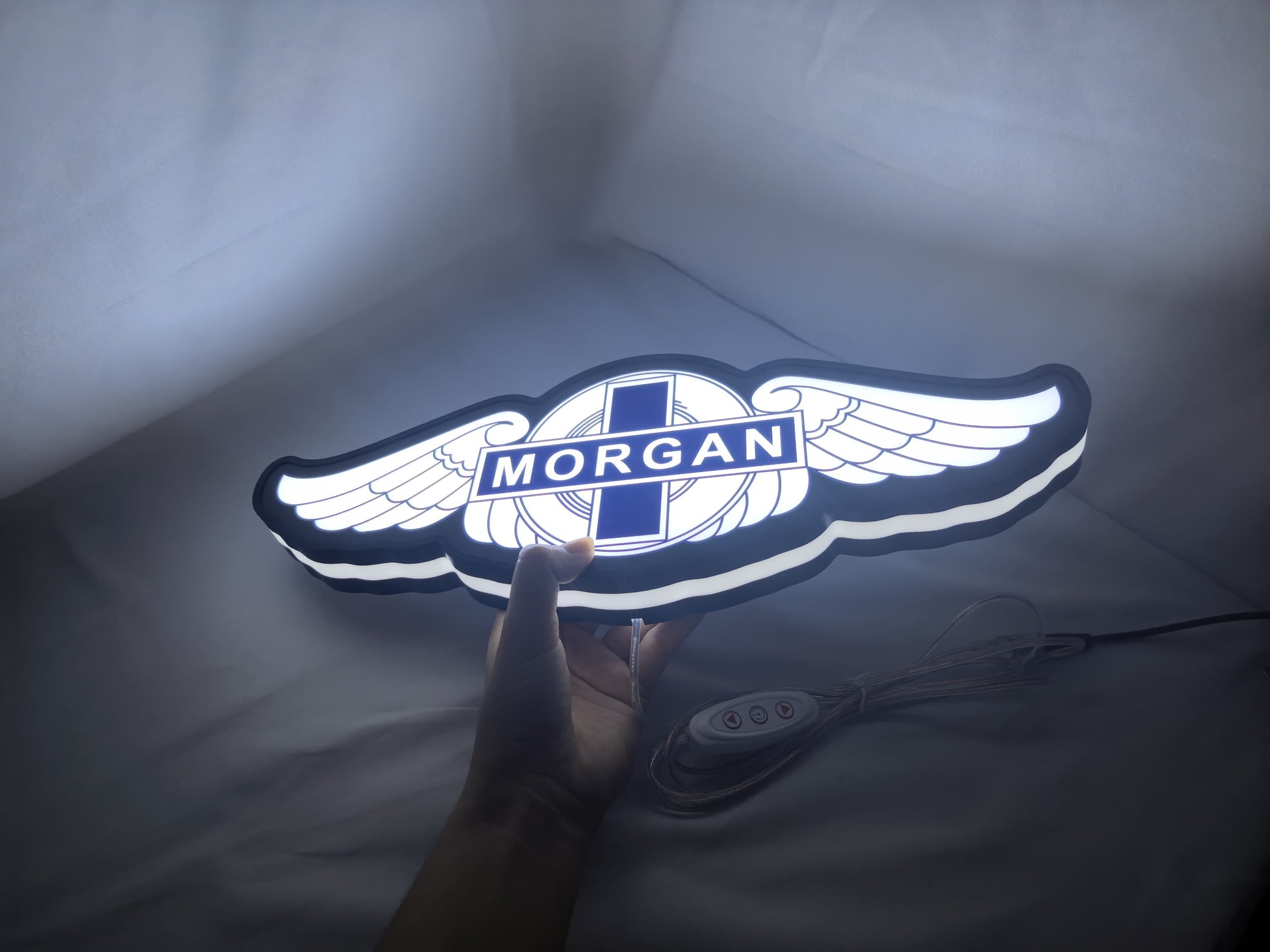 Morgan Motors LED Light Box (30cm) - Illuminated handheld size reference, unique wall art for desk and room decor