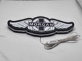30cm Morgan Motors Glowing Wall Art - Unlit flat lay angled details, unique wall art for desk and room decor