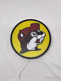 20cm Buc Ee S Beaver Mascot Glowing Wall Art - Unlit flat lay front details, unique wall art for desk and room decor