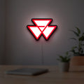 Massey Ferguson LED lightbox hanging on a room wall with soft white light