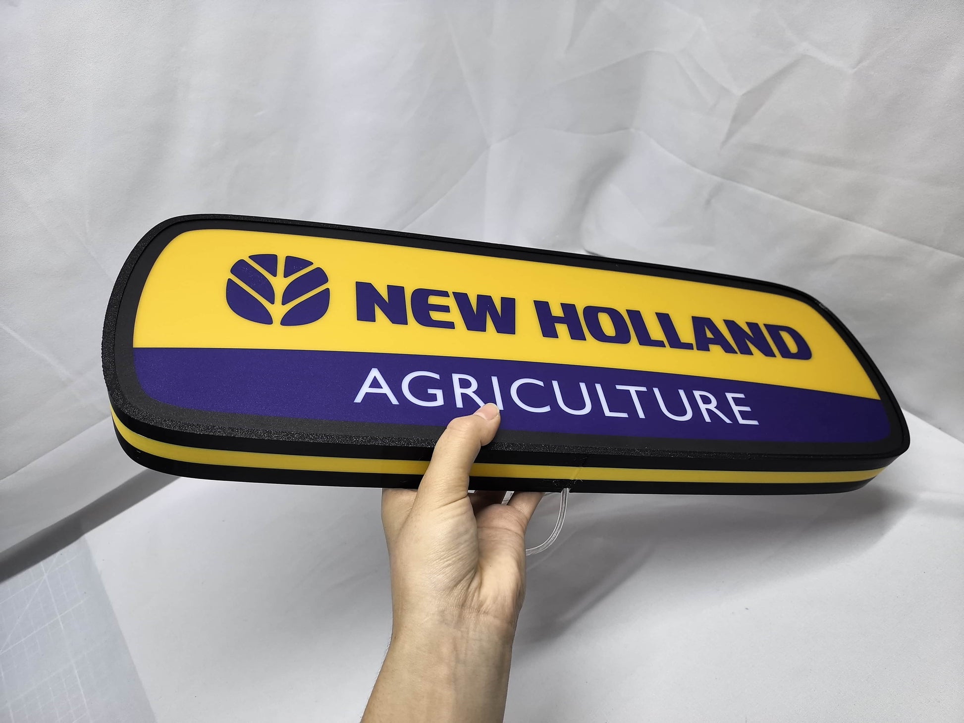 New Holland Agriculture LED Light Box (50cm) - Unlit handheld size reference, perfect for garage and man cave decor