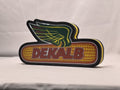 Dekalb LED Sign (30cm) - Unlit angled details standing, unique wall art for desk and room decor