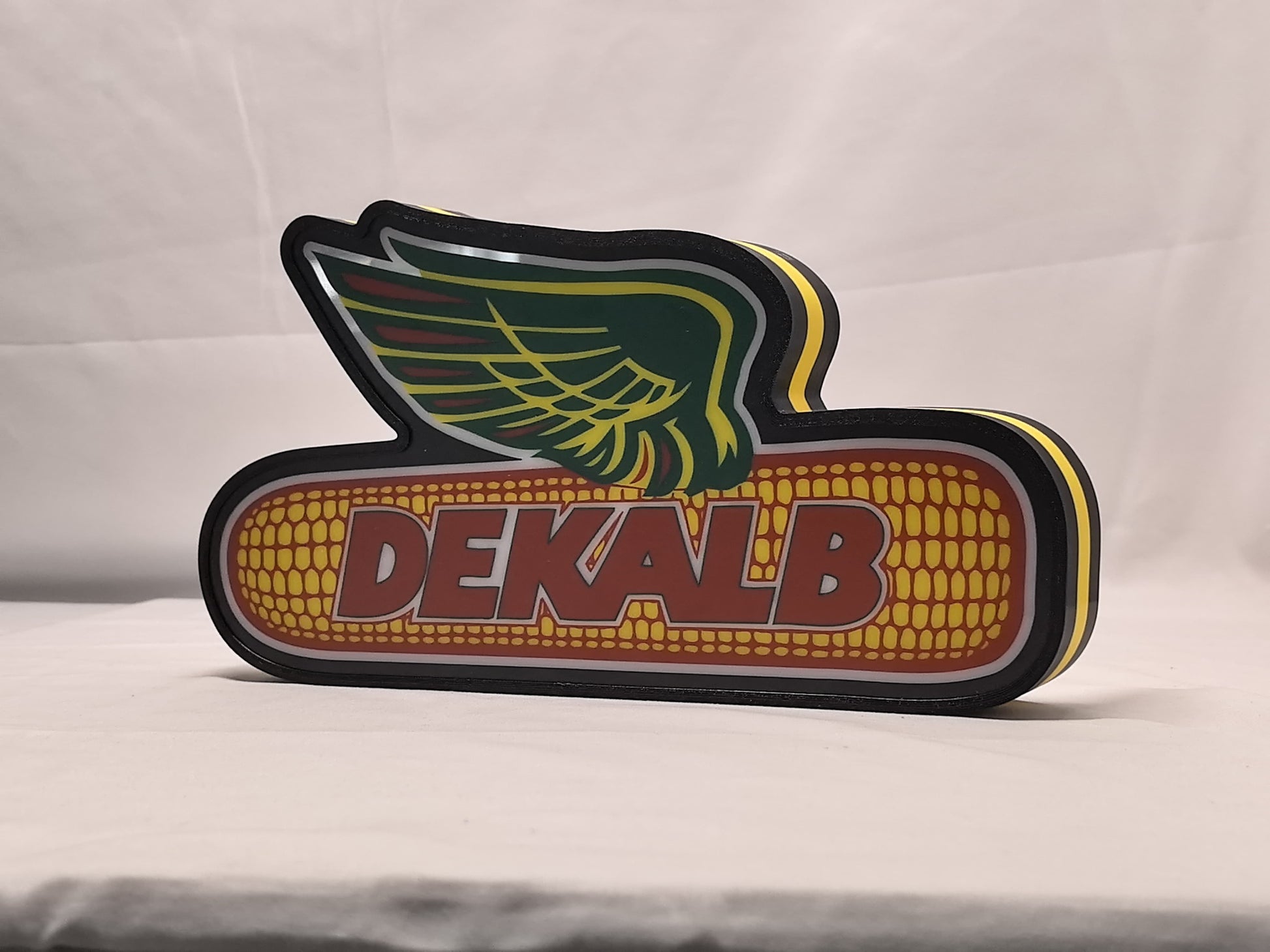 Dekalb LED Sign (30cm) - Unlit angled details standing, unique wall art for desk and room decor