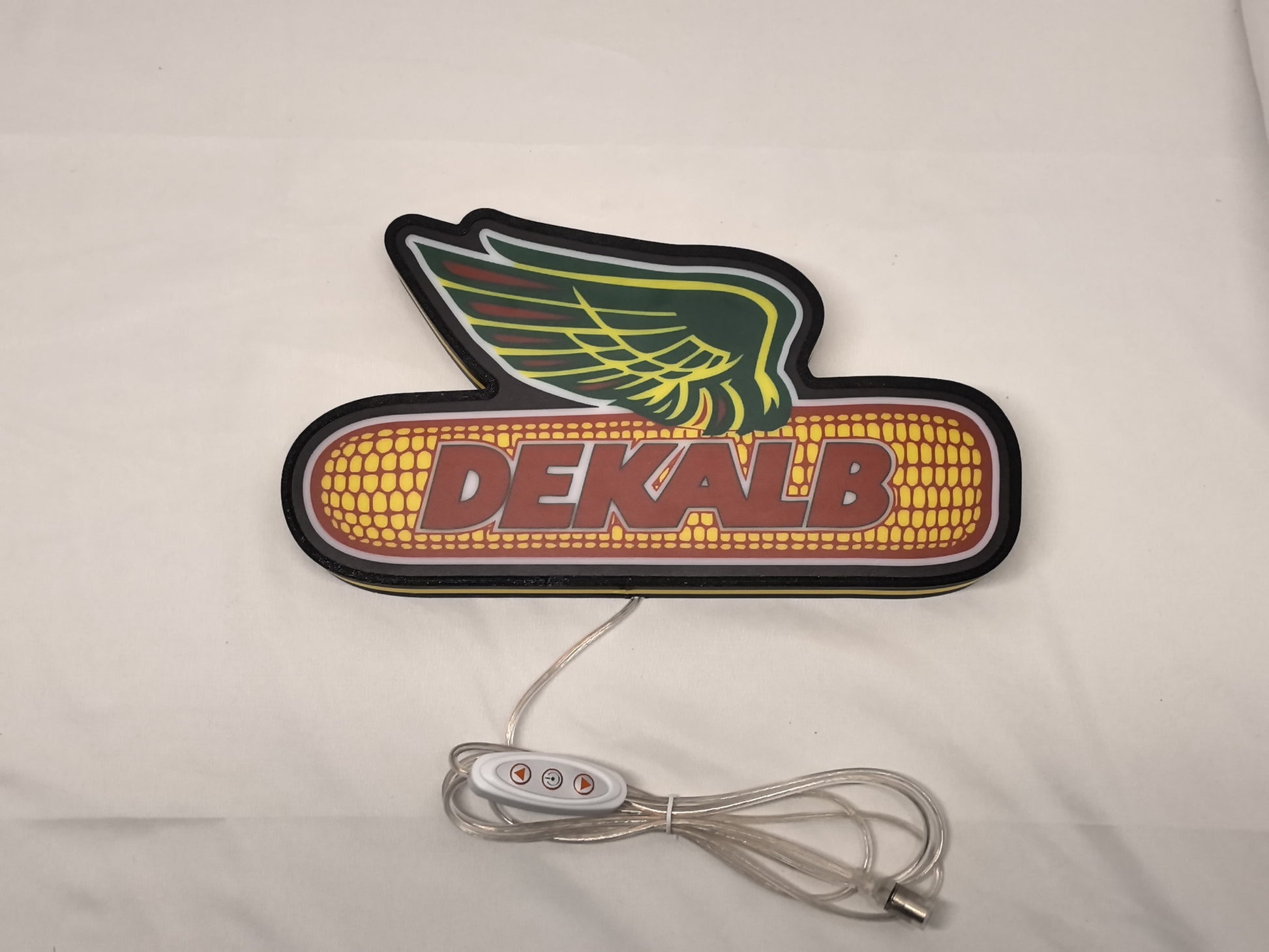 30cm Dekalb Glowing Wall Art - Unlit flat lay front details, unique wall art for desk and room decor