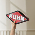 Unlit Kuhn LED lightbox held by hand to show size and details