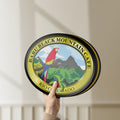 Unlit Baru Black Mountain Cafe LED lightbox held by hand to show size and details