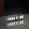 Free Fire LED lightbox standing on a desk from an angled side view with white glow