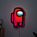 Among Us LED lightbox hanging on a wall with red glow