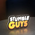 Stumble Guys LED lightbox standing on a desk from an angled side view with white glow