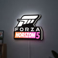Forza Horizon 5 LED lightbox hanging on a wall with white glow