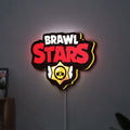 Brawl Stars LED lightbox hanging on a wall with yellow glow