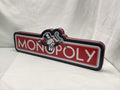 Unlit angled details standing of Monopoly Money Bag Illuminated Sign in 60cm, unique wall art for desk and room decor