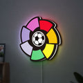 La Liga LED lightbox hanging on a wall with white glow