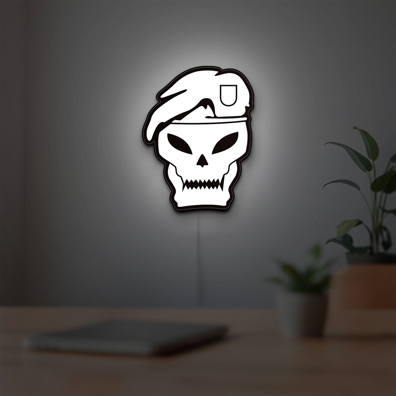 Call of Duty Black Ops LED lightbox hanging on a room wall with soft white light