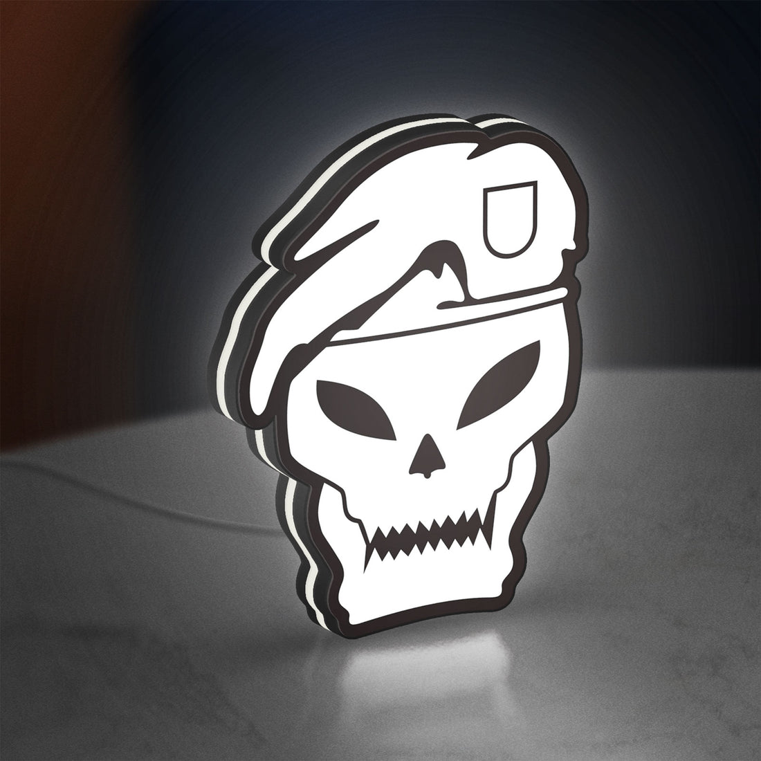 Call of Duty Black Ops LED lightbox hanging on a wall with white glow