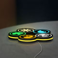 Magic The Gathering LED lightbox lying flat on a desk with yellow glow