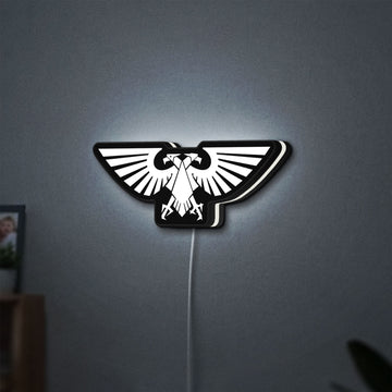Imperial Aquila LED lightbox hanging on a wall with white glow