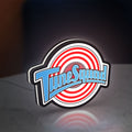 TuneSquad LED lightbox standing on a desk from an angled side view with white glow