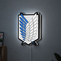 Wings of Freedom 2021 LED lightbox hanging on a wall with white glow