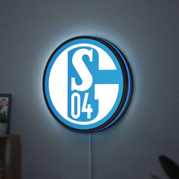 FC Gelsenkirchen Schalke 04 LED lightbox hanging on a wall with blue glow