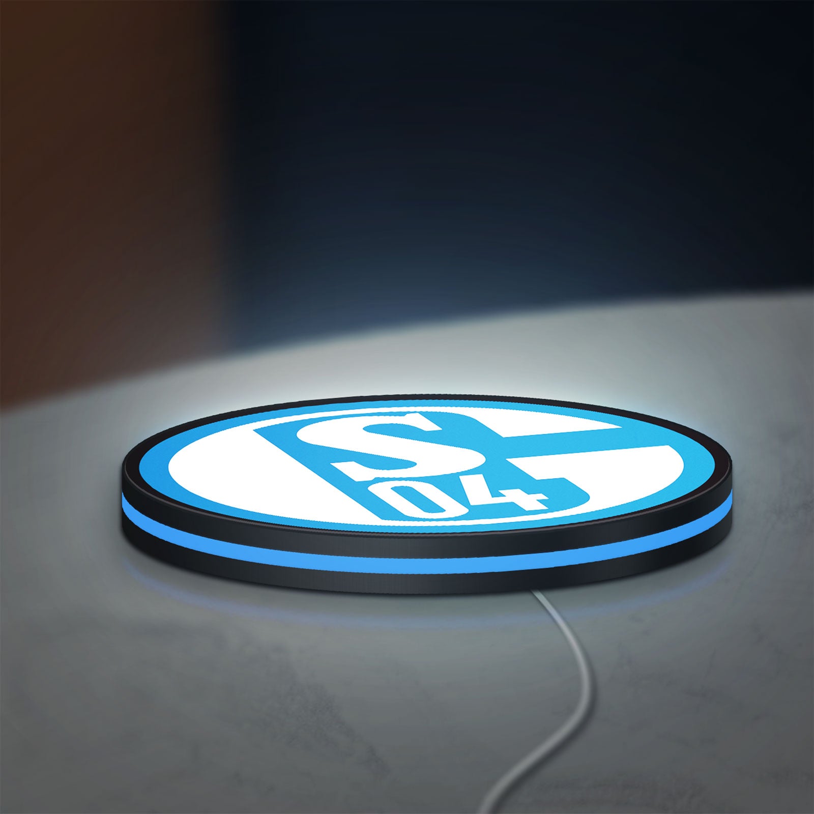 FC Gelsenkirchen Schalke 04 LED lightbox lying flat on a desk with blue glow