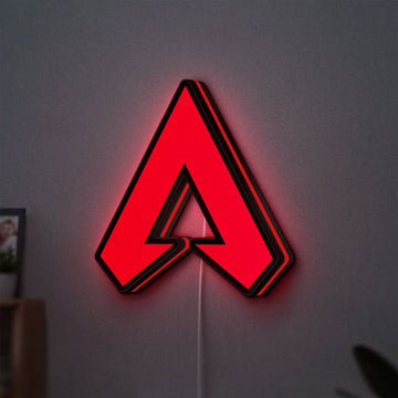 Apex LED lightbox hanging on a wall with red glow