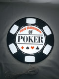 World Championship Poker LED Light Box (30cm) - Illuminated flat lay front view, unique wall art for desk and room decor