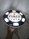 30cm World Championship Poker 3D Printed Sign - Illuminated handheld size reference, unique wall art for desk and room decor