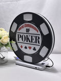 Unlit angled details standing of World Championship Poker 3D LED Sign in 30cm, unique wall art for desk and room decor