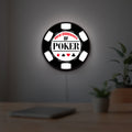 World Championship Poker LED lightbox hanging on a room wall with soft white light