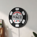 Unlit World Championship Poker LED lightbox mounted on a wall in daylight