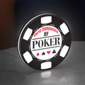 World Championship Poker LED lightbox standing on a desk from an angled side view with white glow