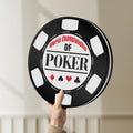 Unlit World Championship Poker LED lightbox held by hand to show size and details