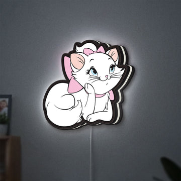 Marie Aristocats LED lightbox hanging on a wall with white glow