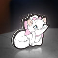 Marie Aristocats LED lightbox standing on a desk from an angled side view with white glow