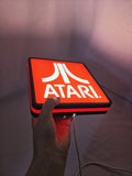 20cm Atari 3D Printed Sign - Illuminated handheld size reference, unique wall art for desk and room decor