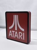 Unlit angled details standing of Atari Illuminated Sign in 20cm, unique wall art for desk and room decor