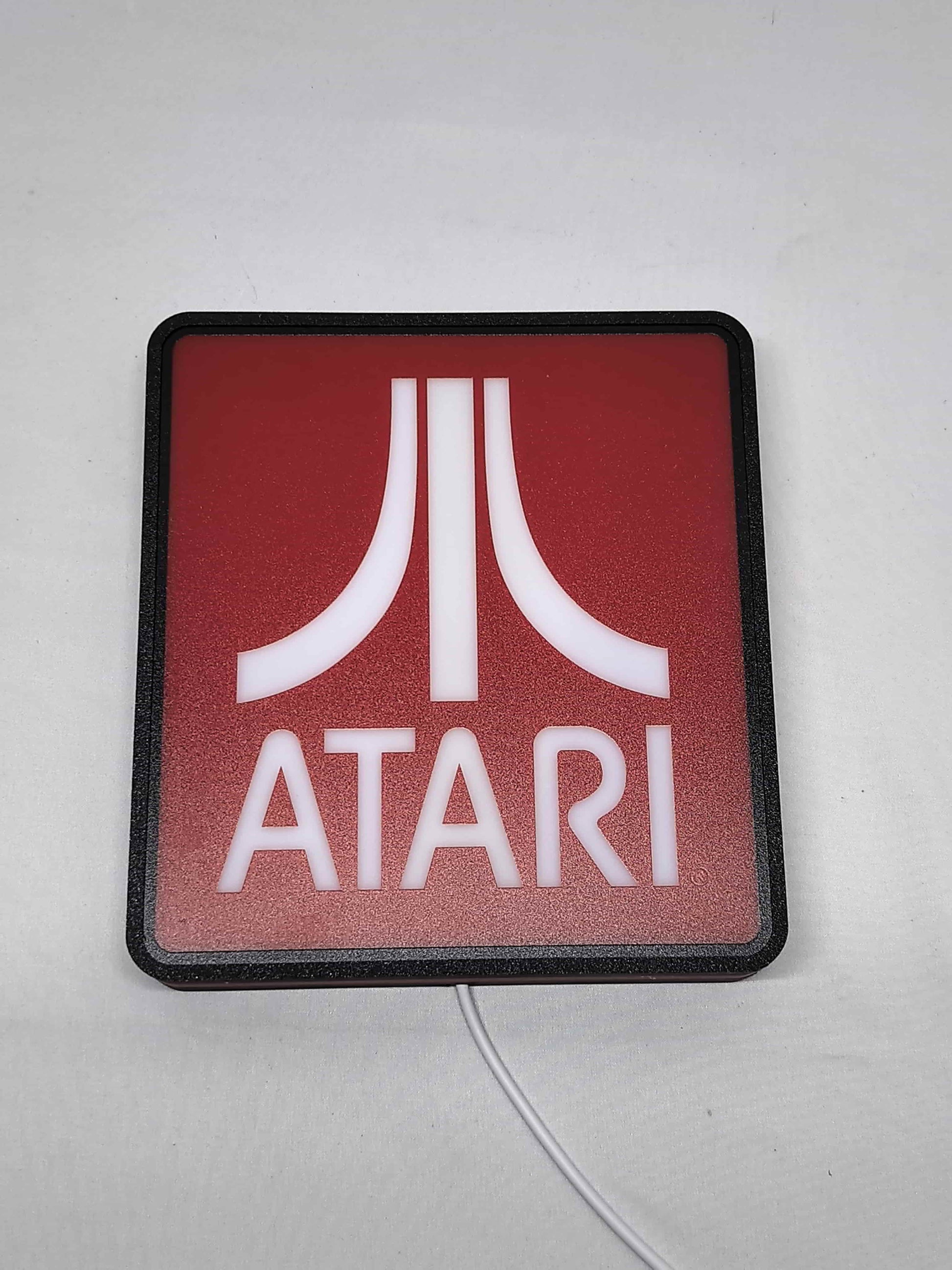 20cm Atari Glowing Wall Art - Unlit flat lay front details, unique wall art for desk and room decor