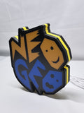 20cm Neo Geo Arcade Glowing Wall Art - Unlit angled details standing, unique wall art for desk and room decor