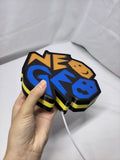 Unlit handheld size reference of Neo Geo Arcade 3D LED Sign in 20cm, unique wall art for desk and room decor