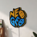 Unlit Neo Geo Arcade LED lightbox mounted on a wall in daylight