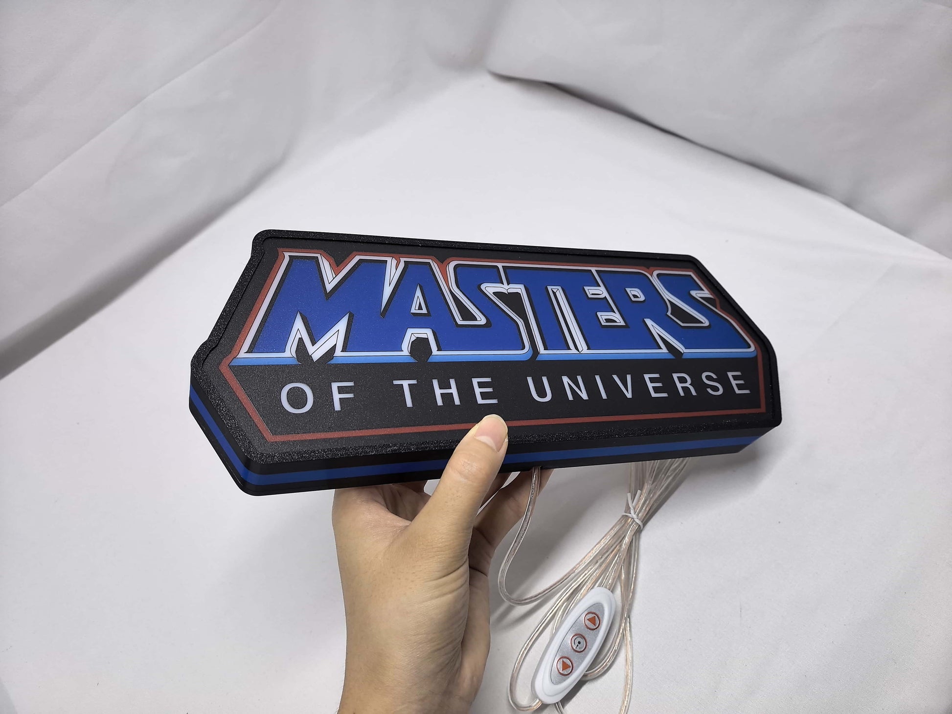 30cm Masters Of The Universe 3D Printed Sign - Unlit handheld size reference, unique wall art for desk and room decor