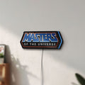 Unlit Masters of the Universe LED lightbox mounted on a wall in daylight
