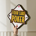 Unlit Four Card Poker LED lightbox held by hand to show size and details