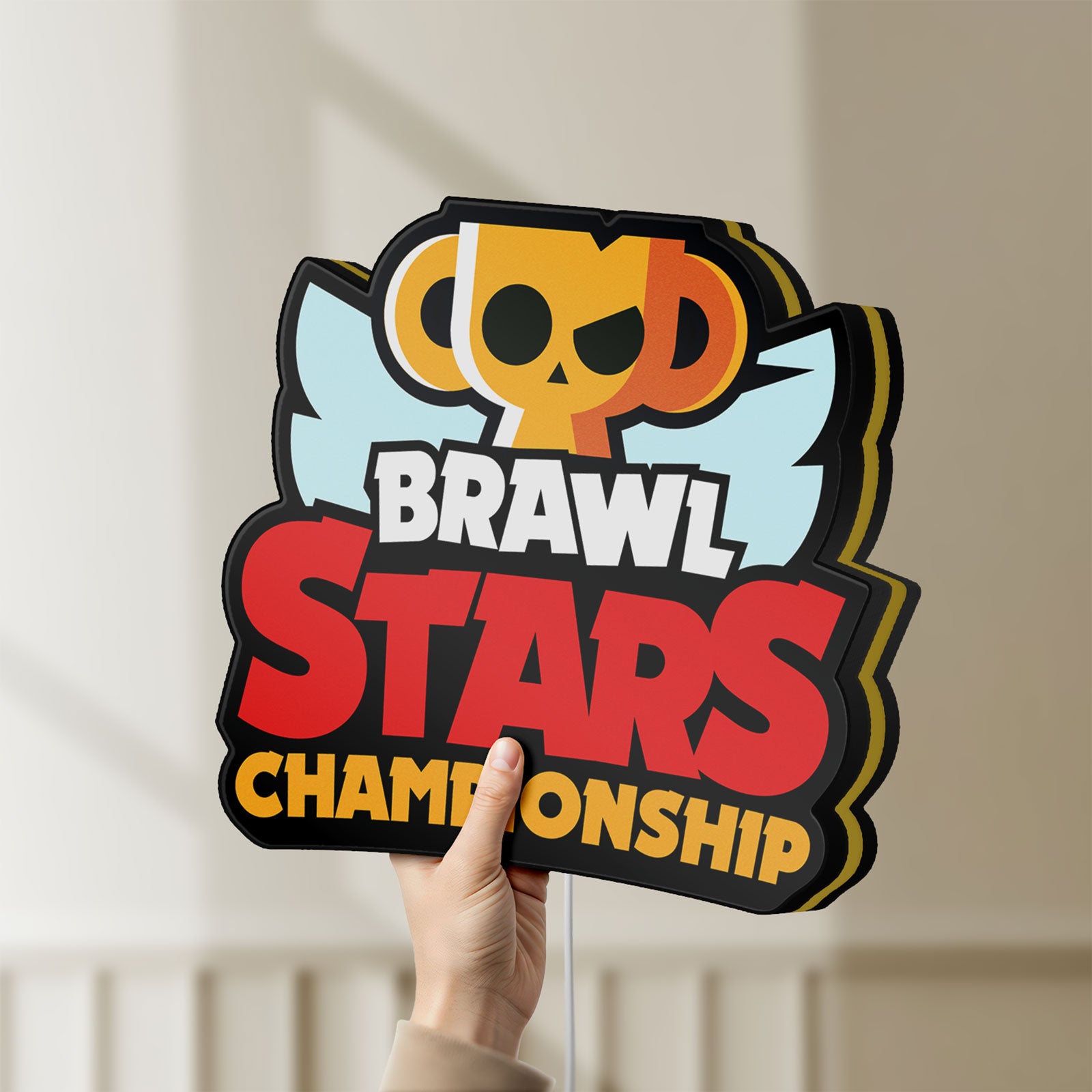 Unlit Brawl Stars Championship Lightbox LED lightbox held by hand to show size and details